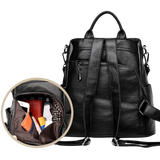 Grand sac à dos cuir noir femme