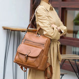 Grand sac à dos en cuir oldschool